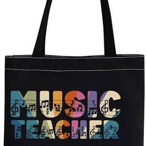 Music Teacher Tote Bag Canvas Gift for Piano Guitar Violin Appreciation